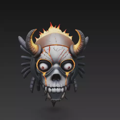 Doom Jester Skull - Stylized Demonic Mask with Demonic 5 3D print model_7