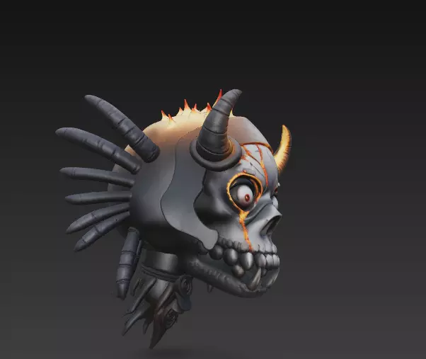 Doom Jester Skull - Stylized Demonic Mask with Demonic 5 3D print model_2