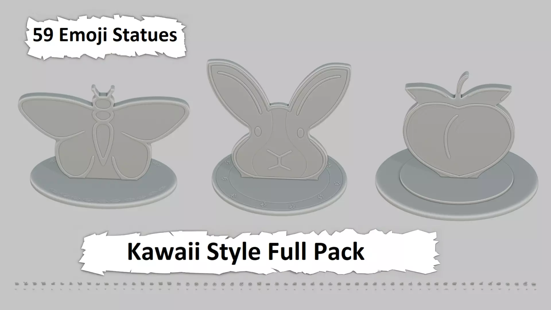 Kawaii Style Full Pack Emoji Statues 3D print model
