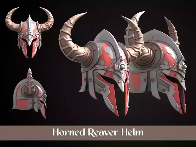 Stylized Viking Helmet - Horned Reaver 3D print model