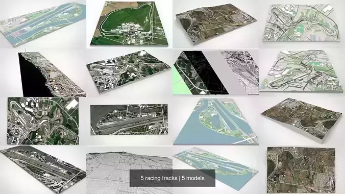 5 racing tracks 3D Model Collection