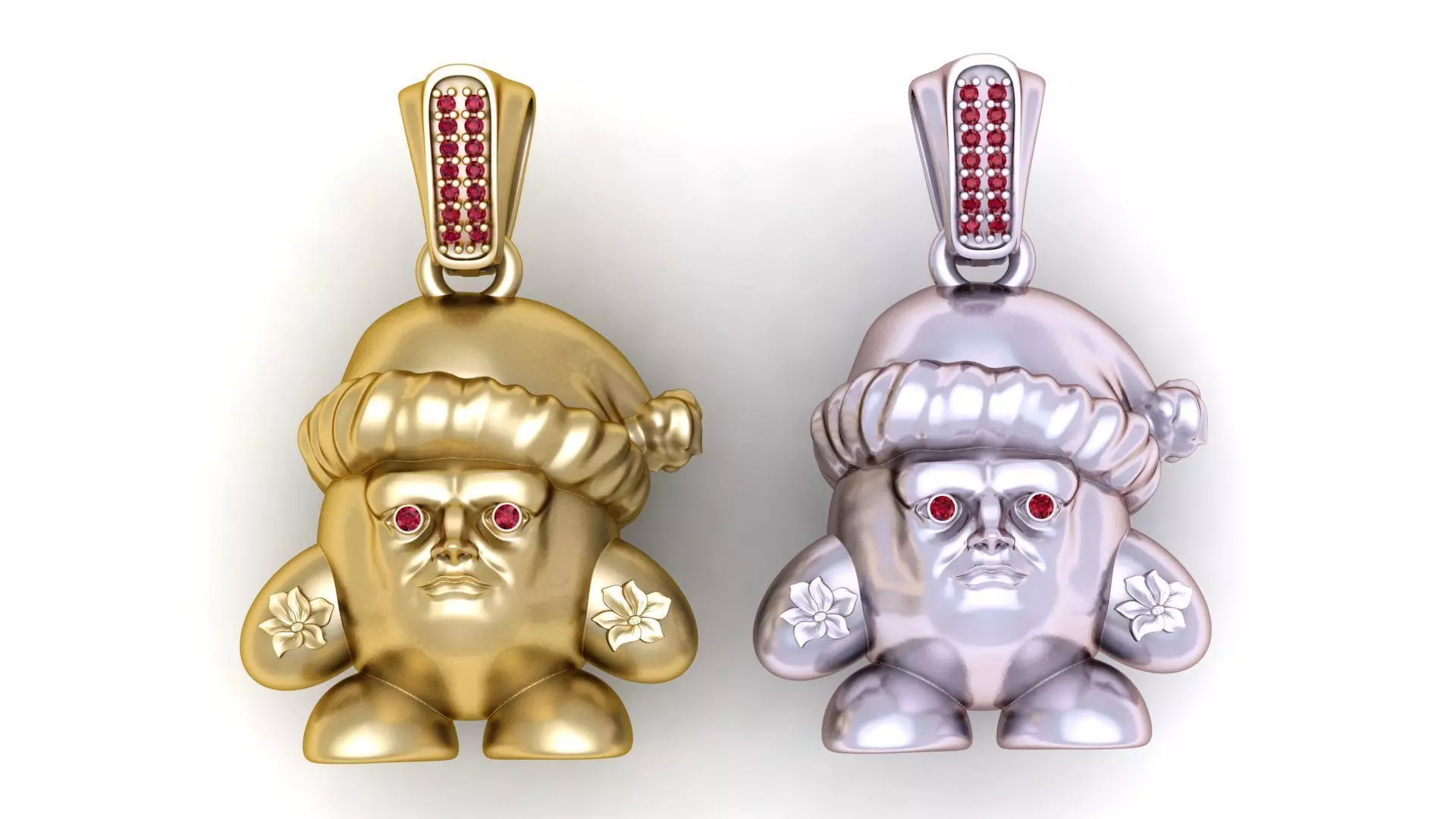 Gold Santa-Inspired Character Pendant 3D print model_1