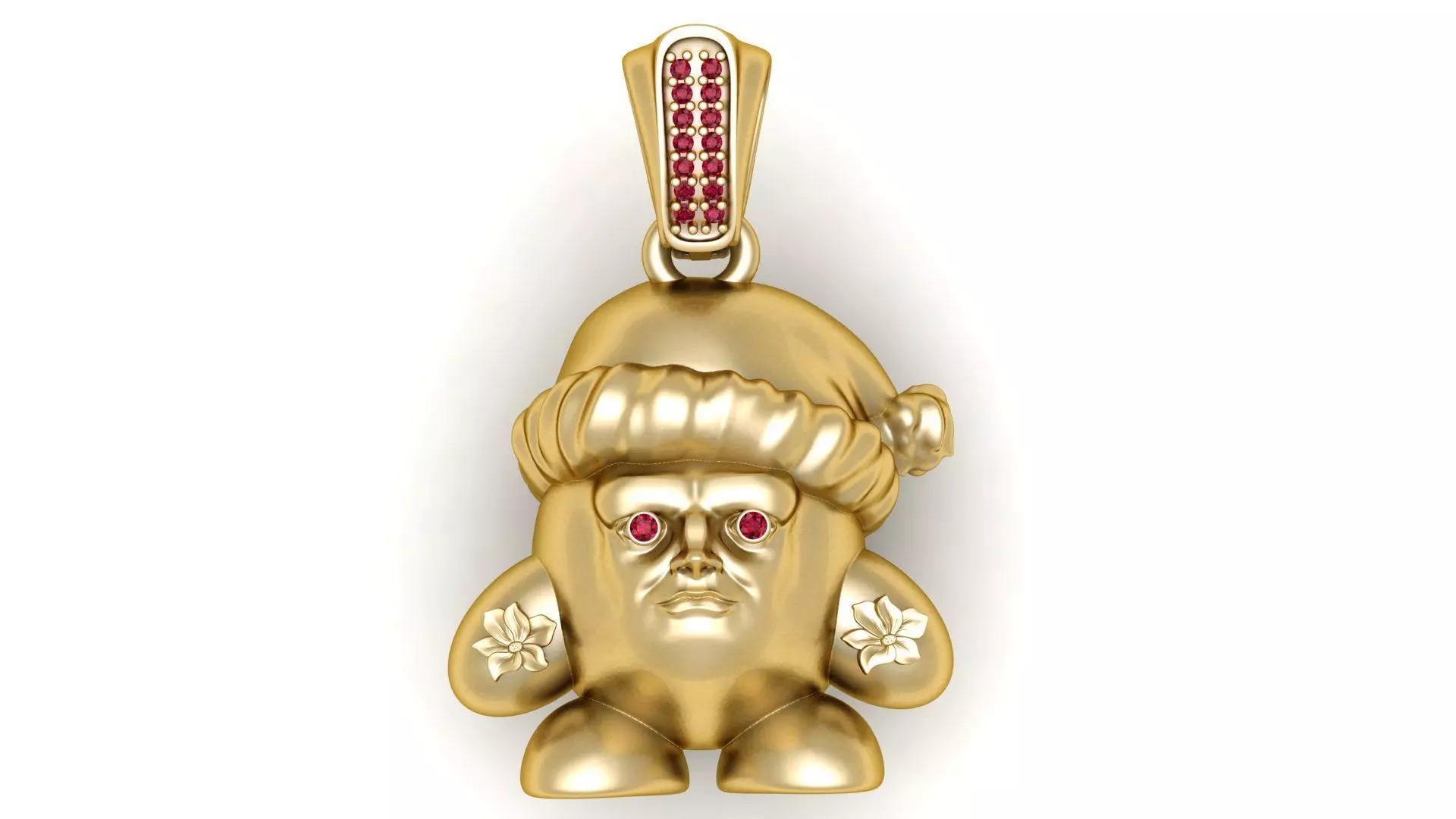 Gold Santa-Inspired Character Pendant 3D print model_0