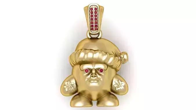 Gold Santa-Inspired Character Pendant 3D print model