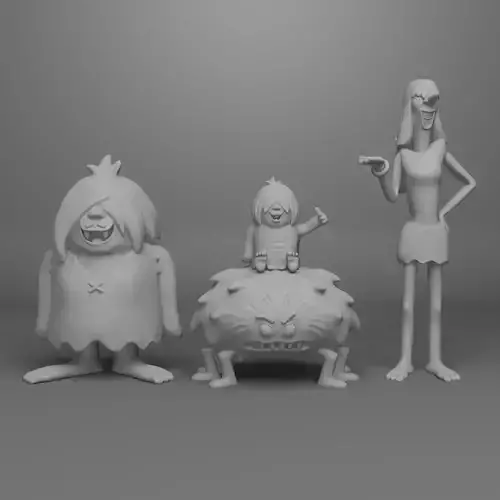 The Gruesome Family Characters Set of 4 3D Print Models