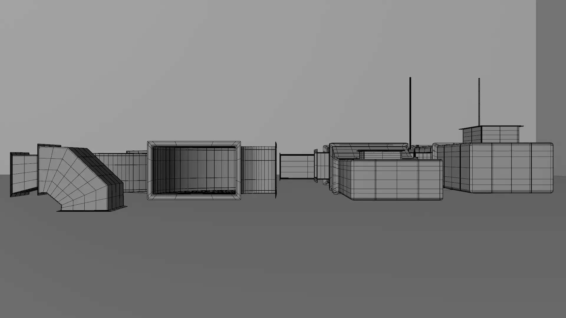Modular Industrial Air Duct System Low-poly 3D model_8
