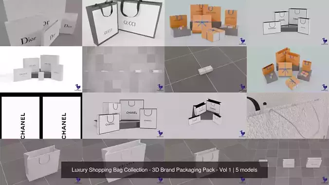 Luxury Shopping Bag Collection - 3D Brand Packaging Pack - Vol 1