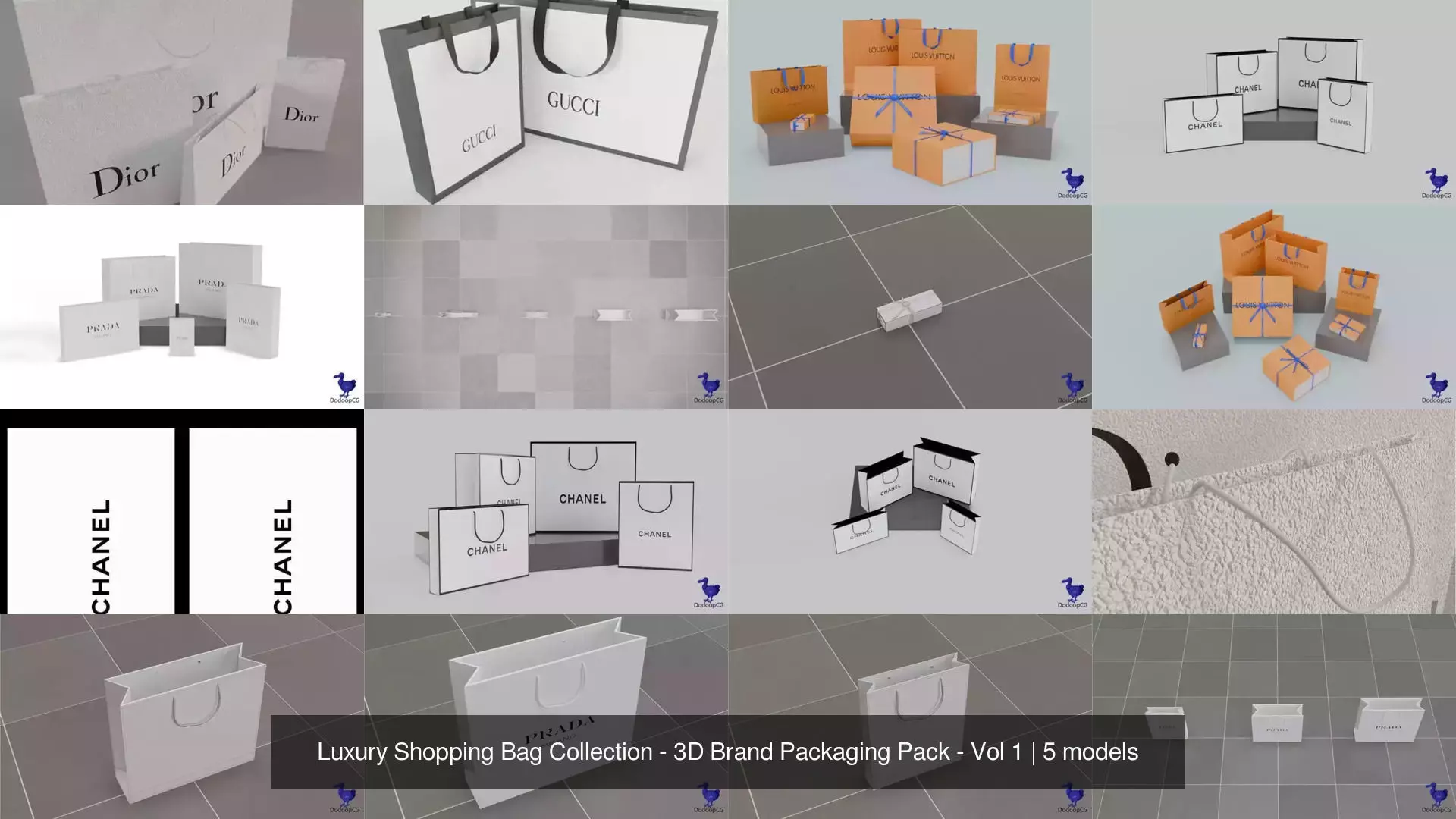 Luxury Shopping Bag Collection - 3D Brand Packaging Pack - Vol 1 _1