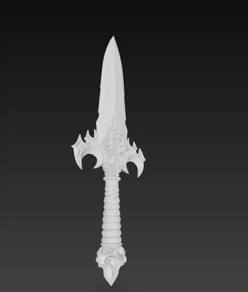 Bloodbound Dagger Cursed Obsidian Blade with Glowing Red Runes 3D model_8