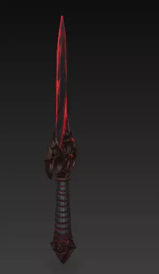 Bloodbound Dagger Cursed Obsidian Blade with Glowing Red Runes 3D model_1