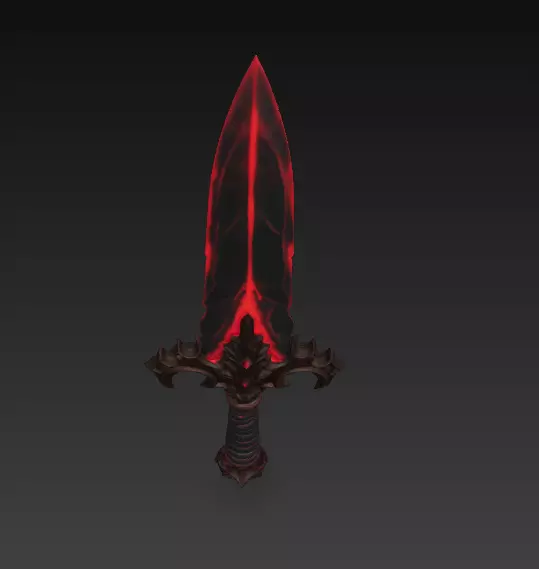 Bloodbound Dagger Cursed Obsidian Blade with Glowing Red Runes 3D model_6