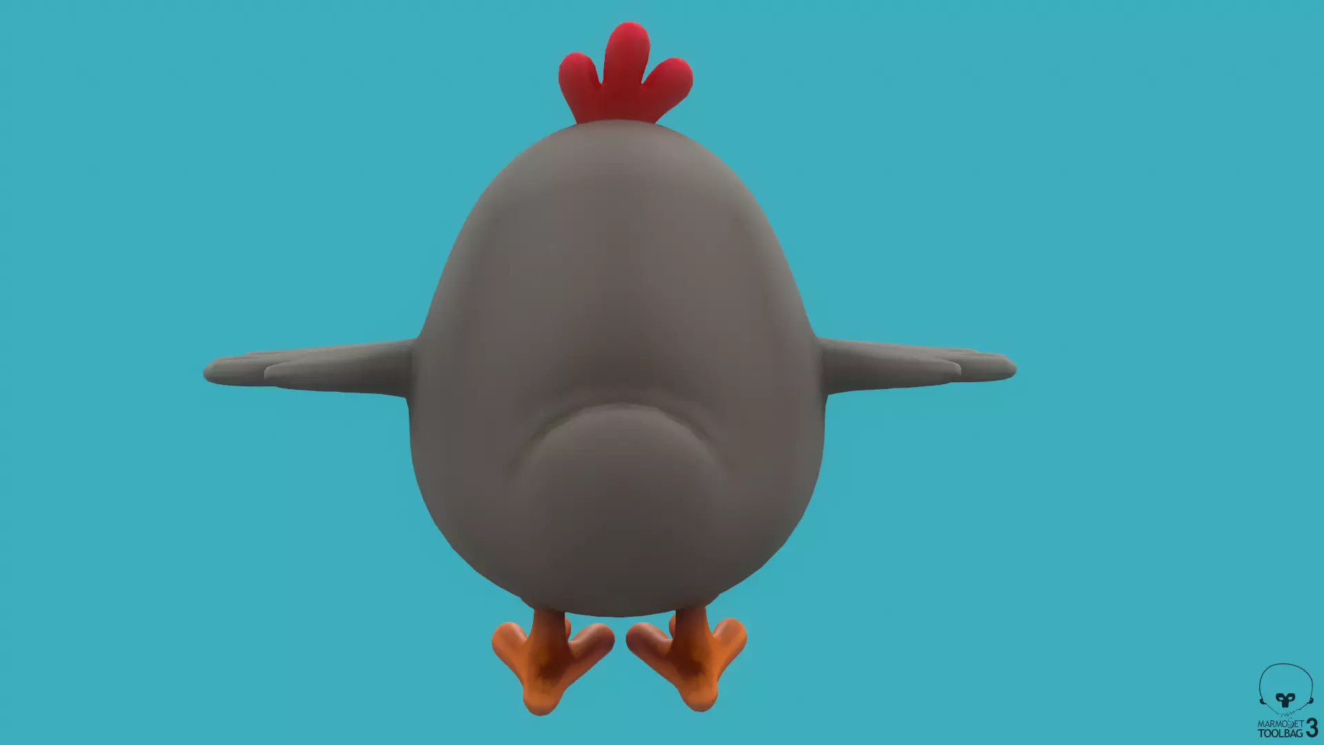 Stylized Grey Chiken for Games and Animation Low-poly 3D model_6