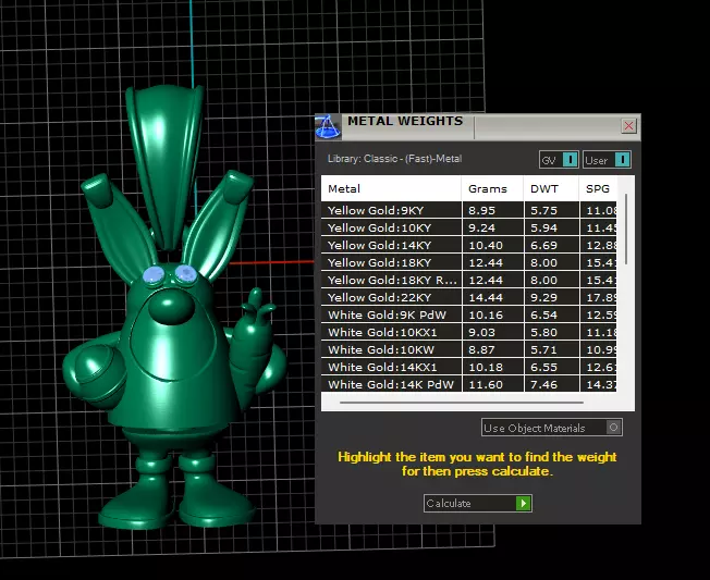 Playful Bunny Character Gold Pendant 3D print model_6