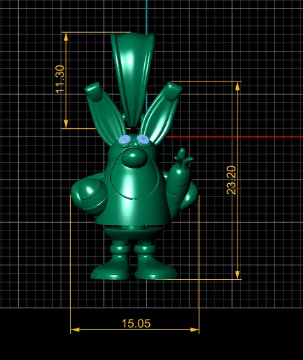 Playful Bunny Character Gold Pendant 3D print model_3