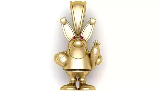 Playful Bunny Character Gold Pendant