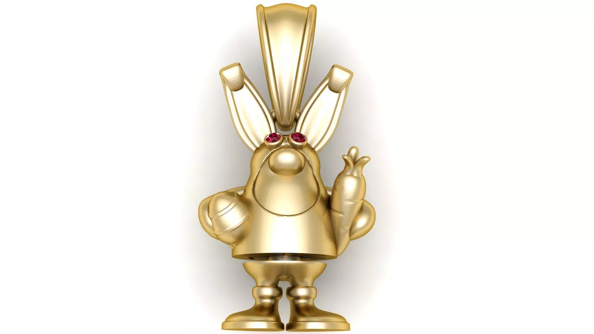 Playful Bunny Character Gold Pendant 3D print model_0