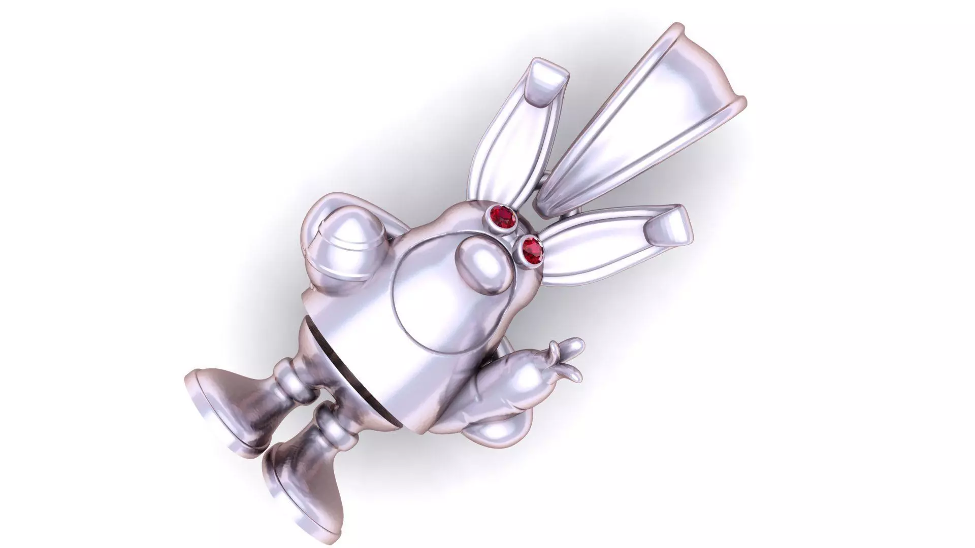 Playful Bunny Character Gold Pendant 3D print model_2