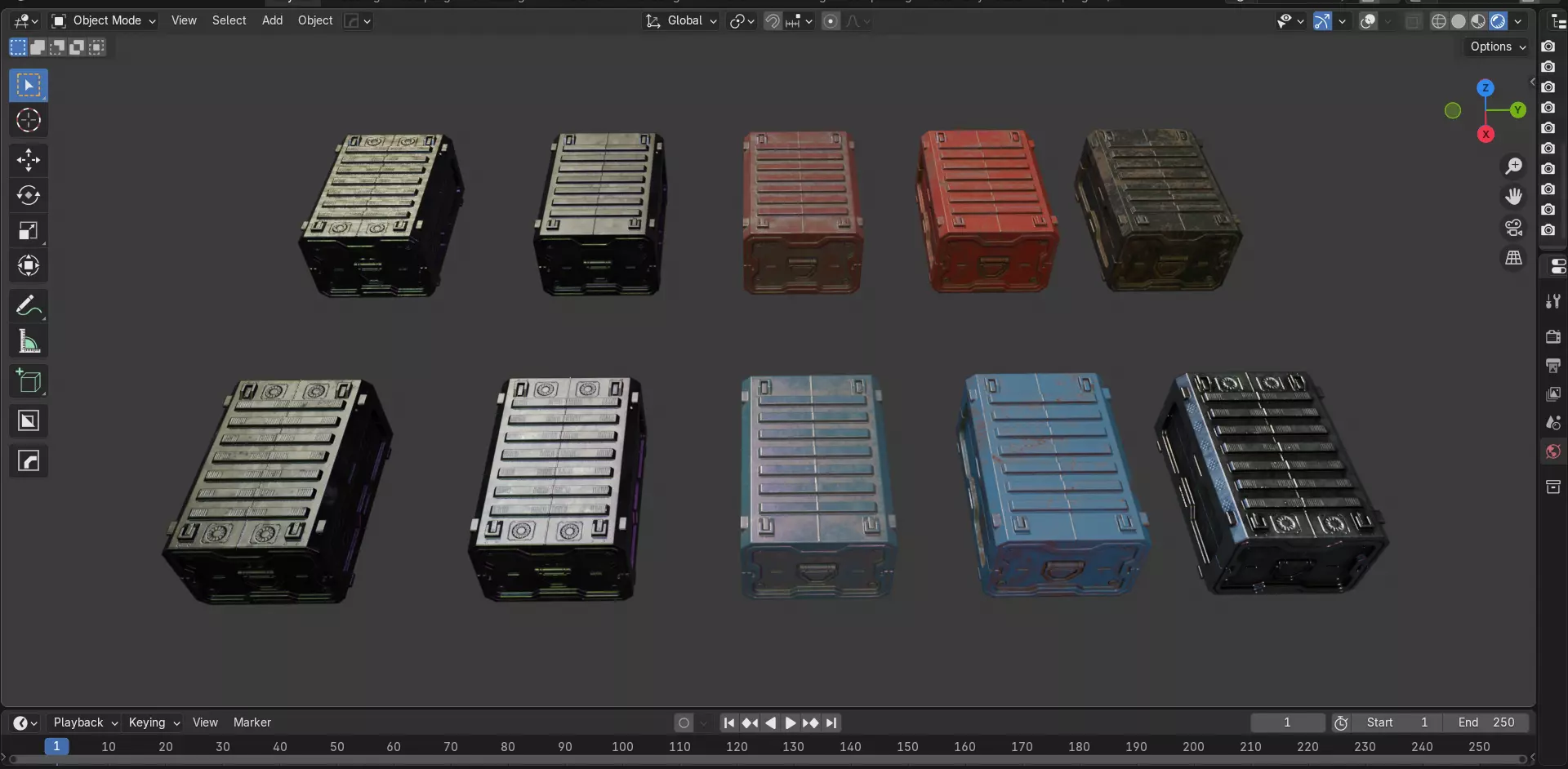 Scifi Crate Game Asset with 10 Texture Variants - PBR Unity Low-poly 3D model_11