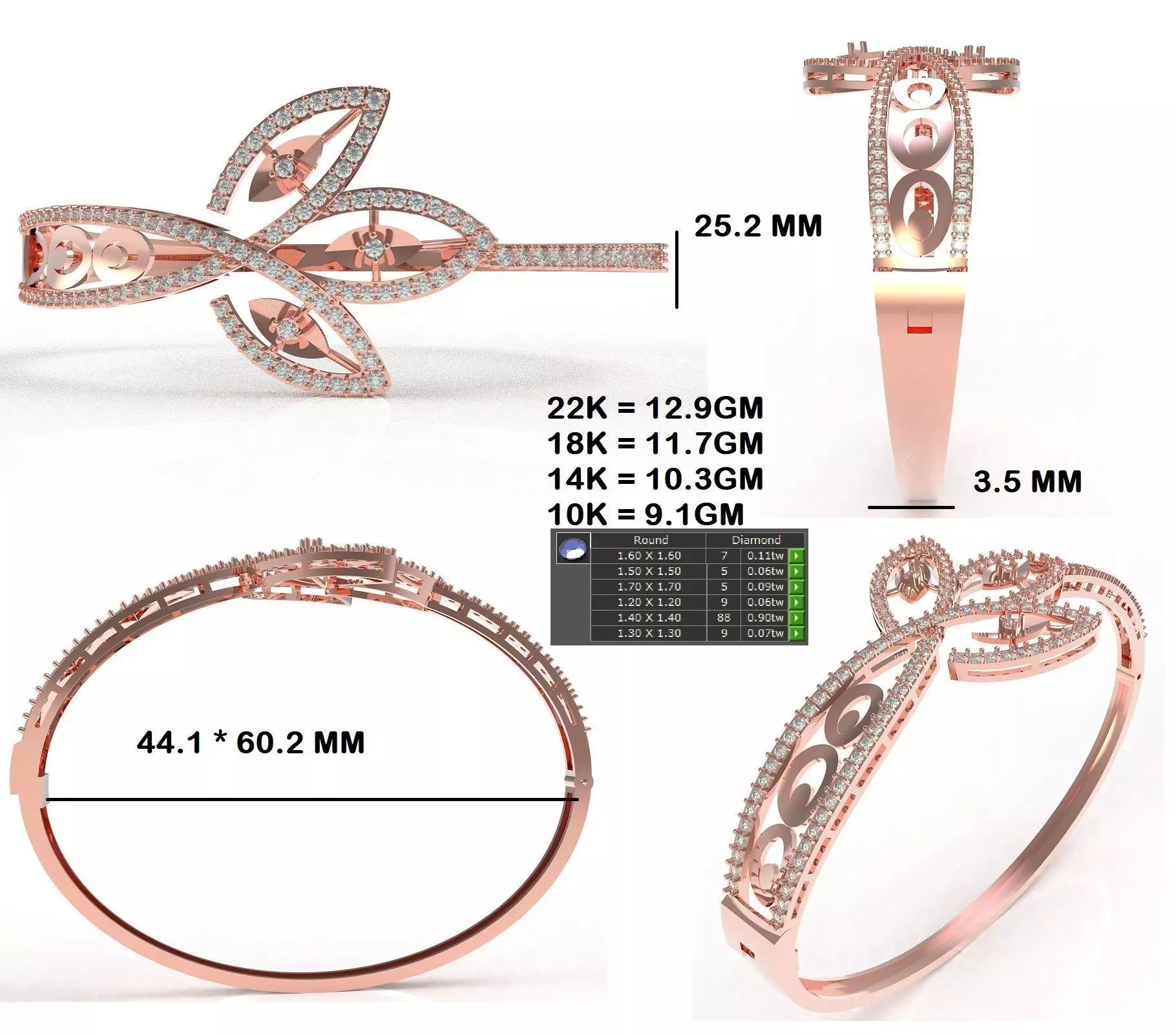 Art Deco Bracelet 04 3D print model_48