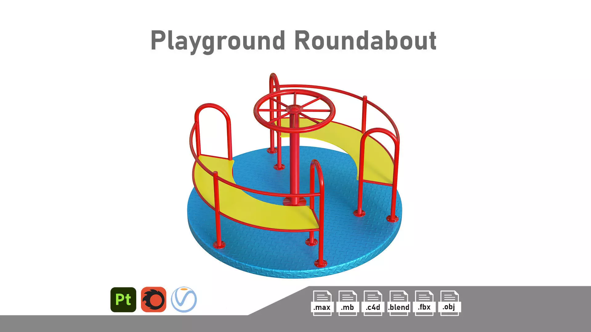Playground Merry Go Roundabout Low-poly 3D model_0
