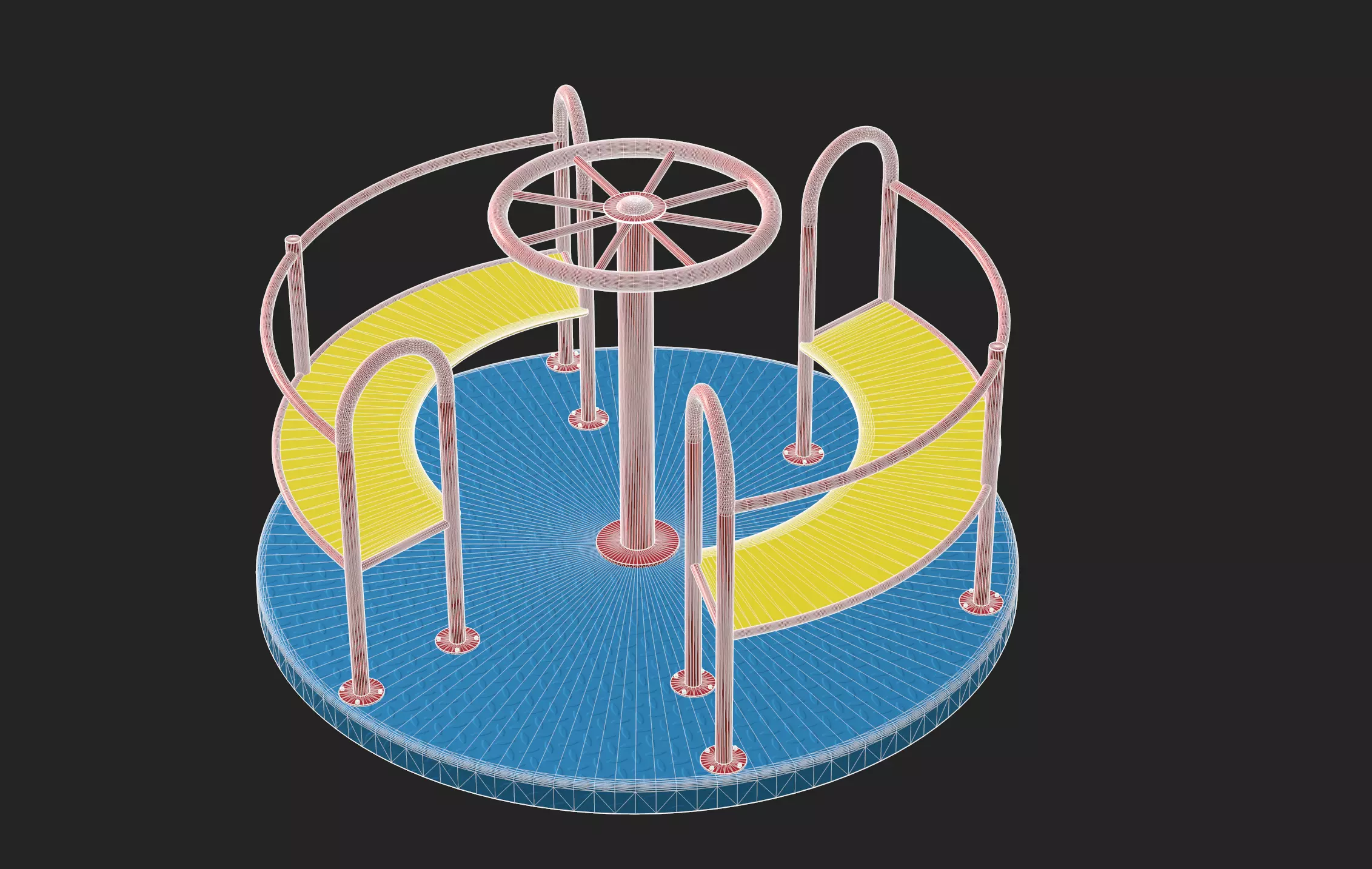 Playground Merry Go Roundabout Low-poly 3D model_13