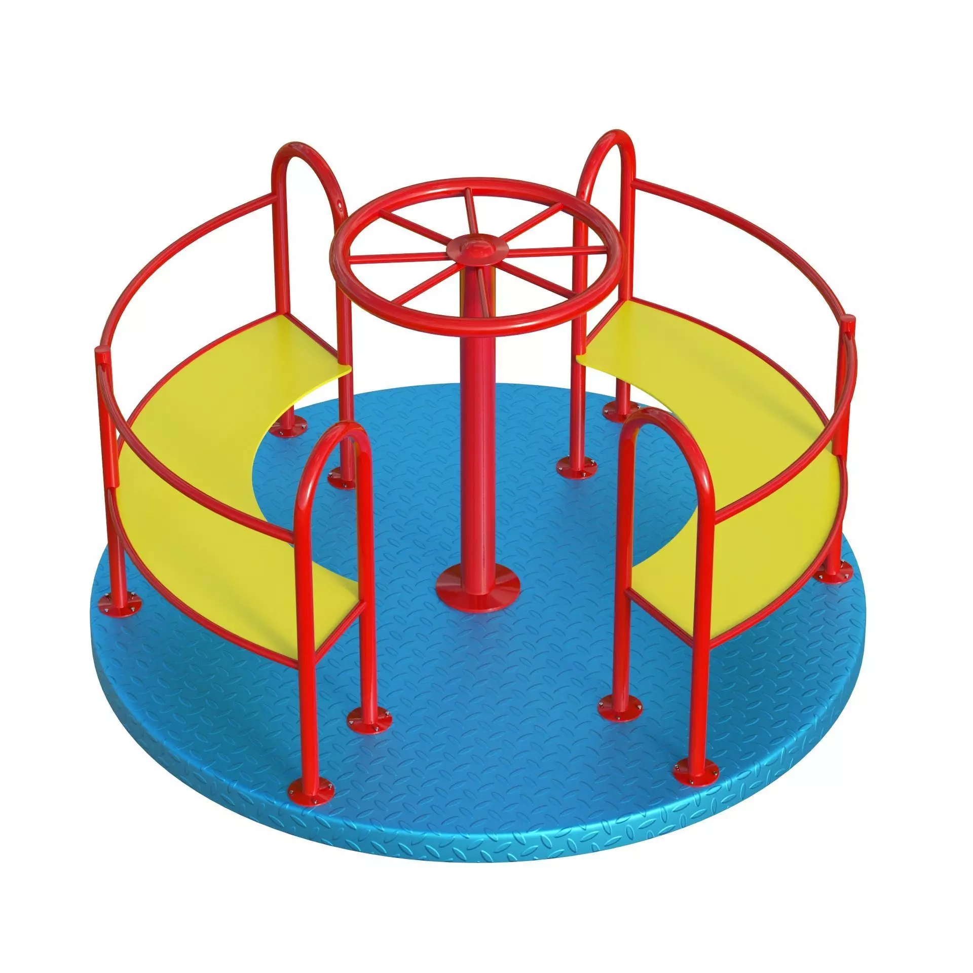 Playground Merry Go Roundabout Low-poly 3D model_2