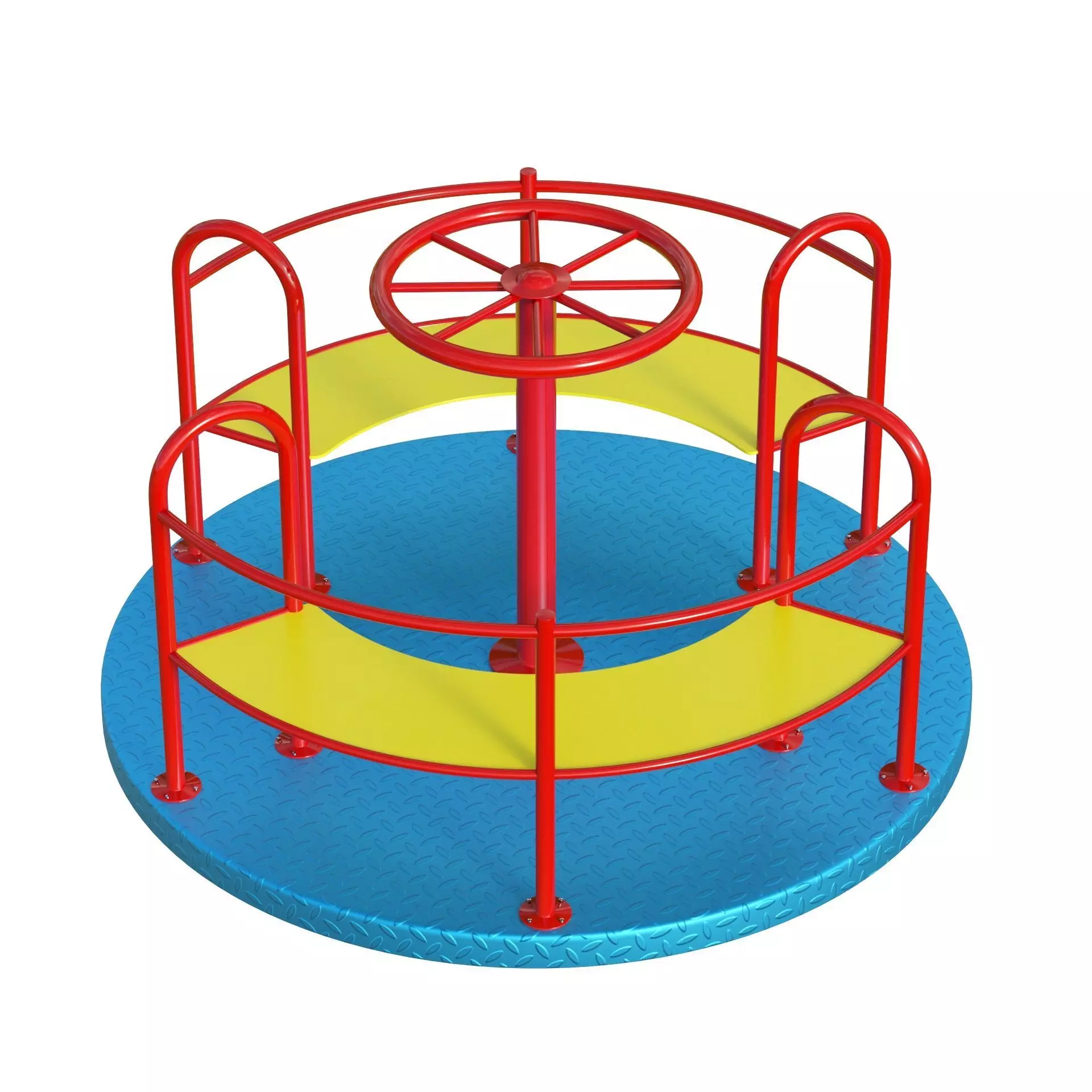 Playground Merry Go Roundabout Low-poly 3D model_3