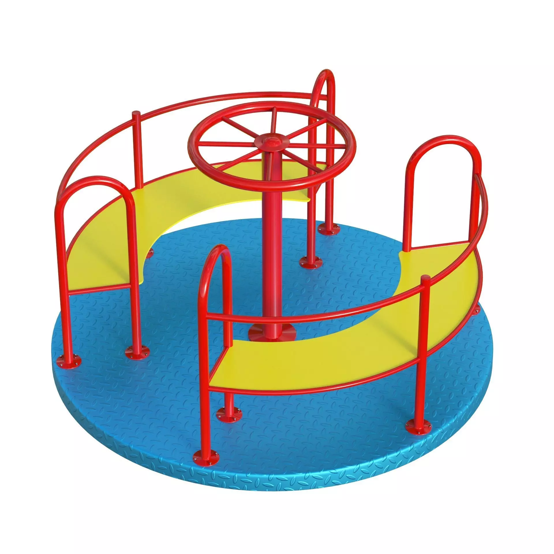 Playground Merry Go Roundabout Low-poly 3D model_4