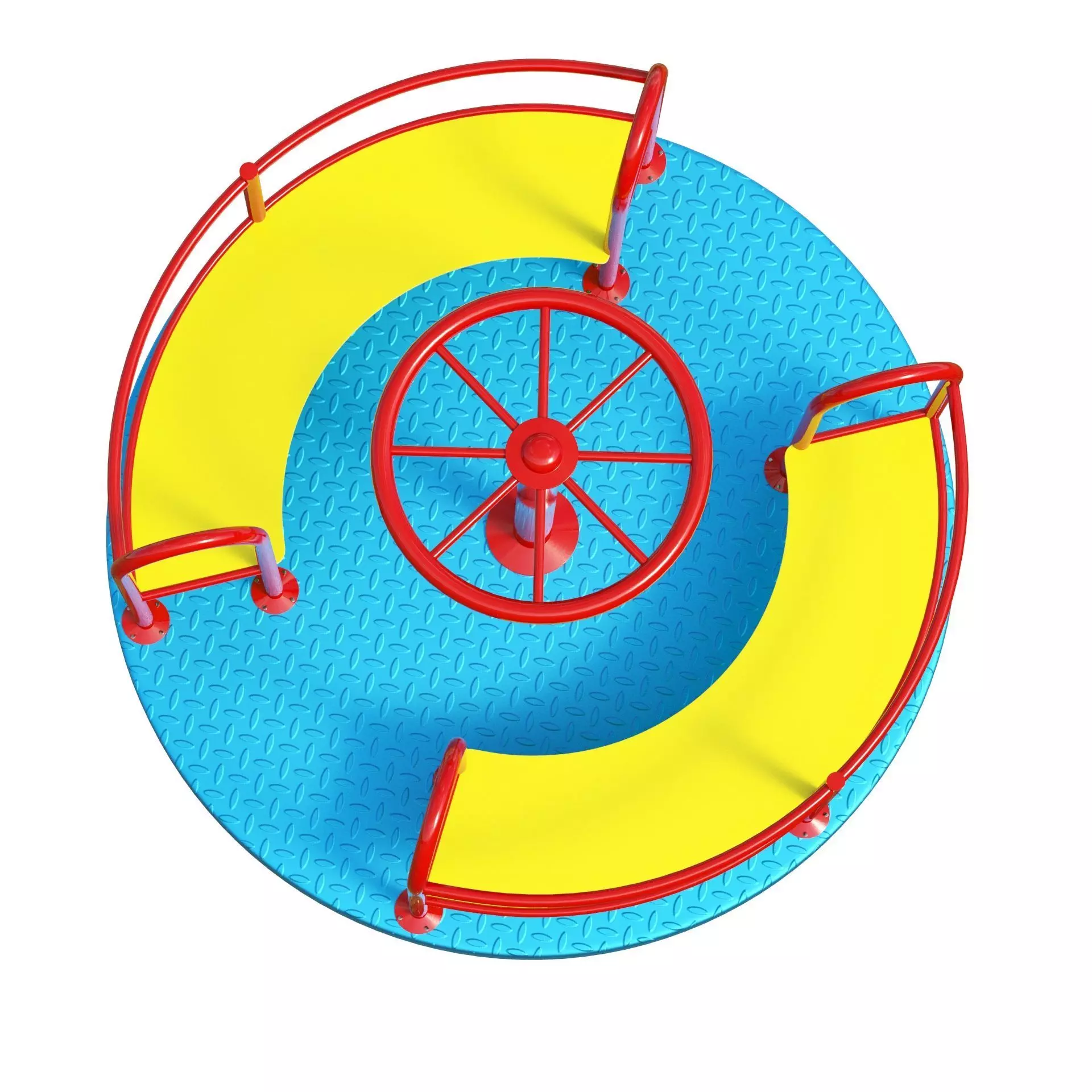 Playground Merry Go Roundabout Low-poly 3D model_5