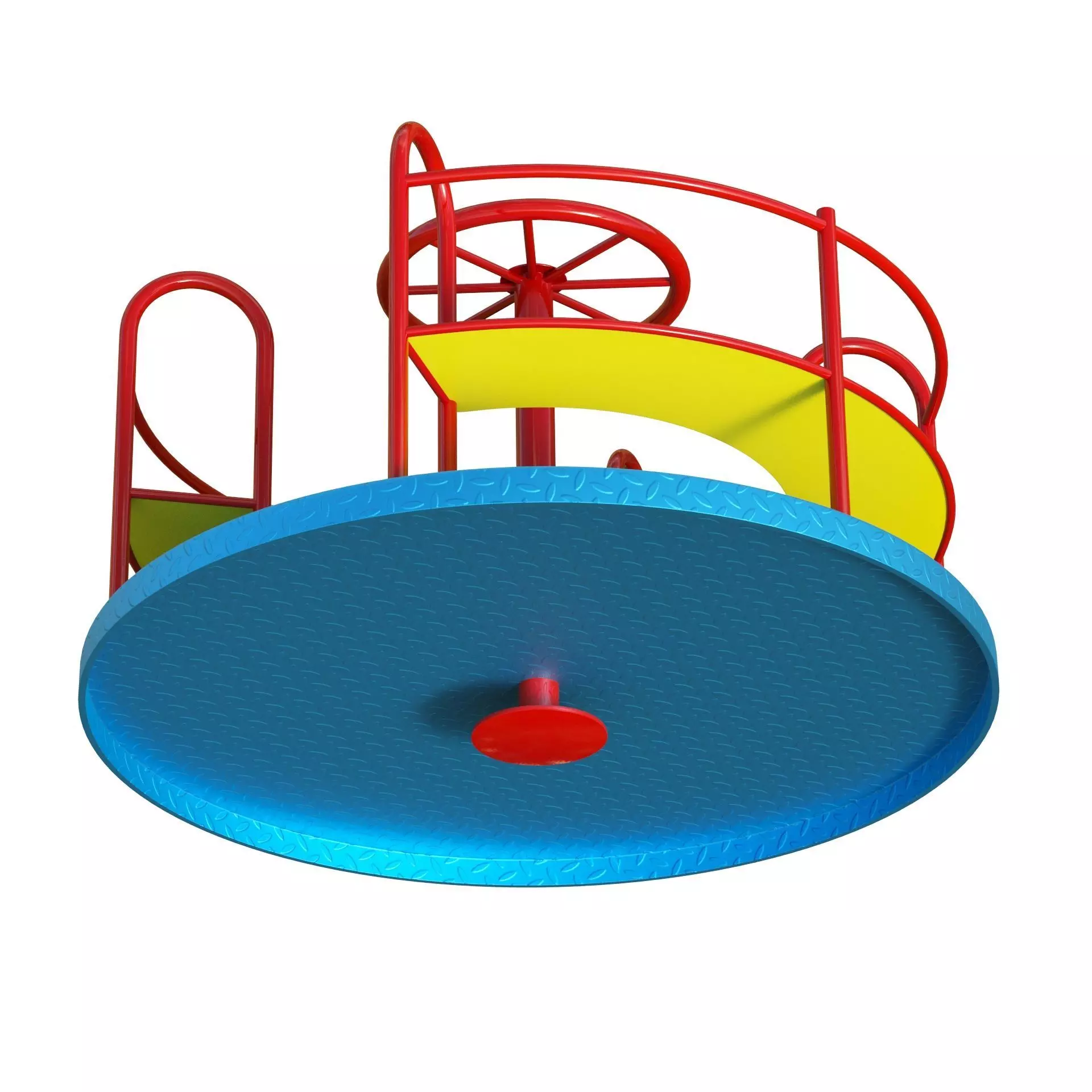 Playground Merry Go Roundabout Low-poly 3D model_7