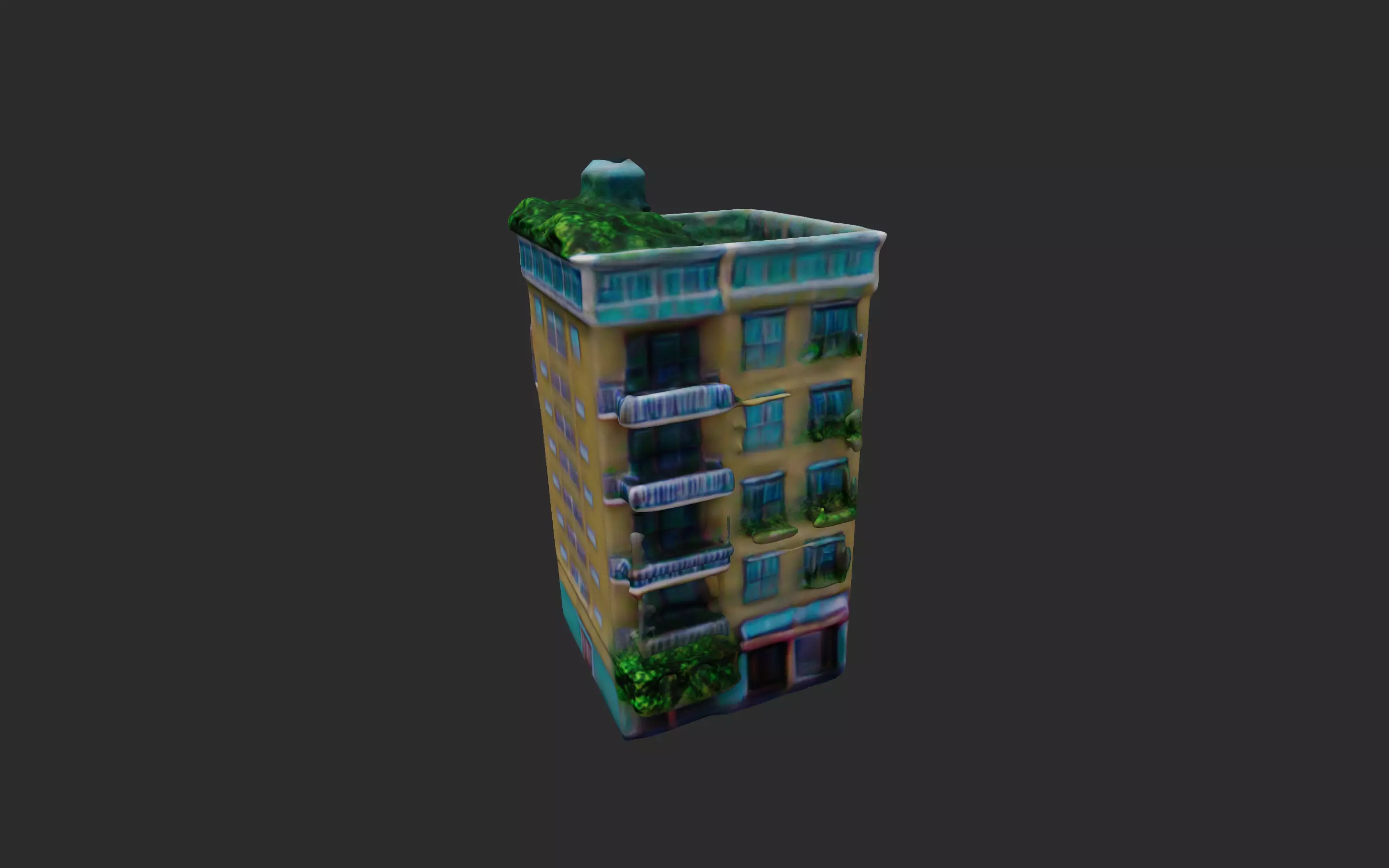 Residential Building - low poly 3D model_1