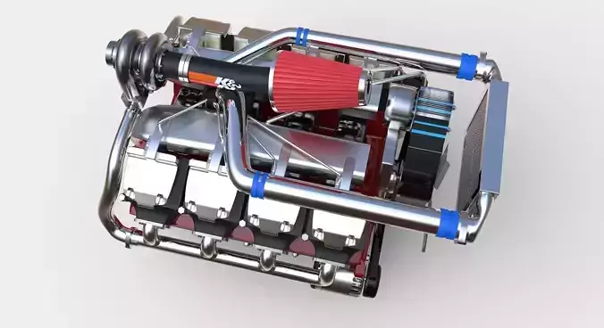 V8 Diesel Turbocharged Engine Conceptual Model 3D model