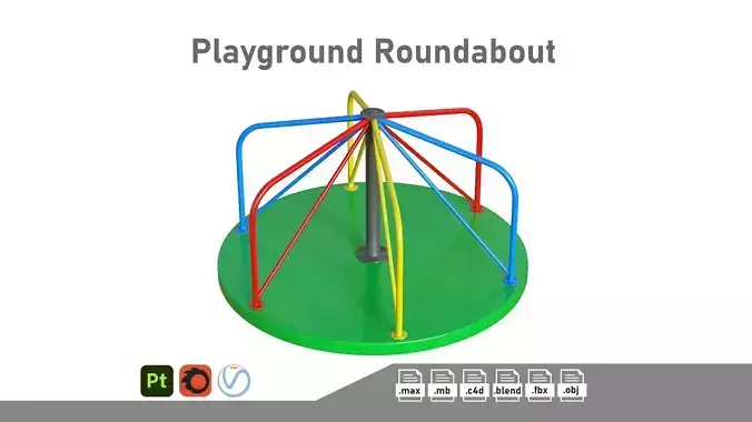 Playground Roundabout Low-poly 3D model
