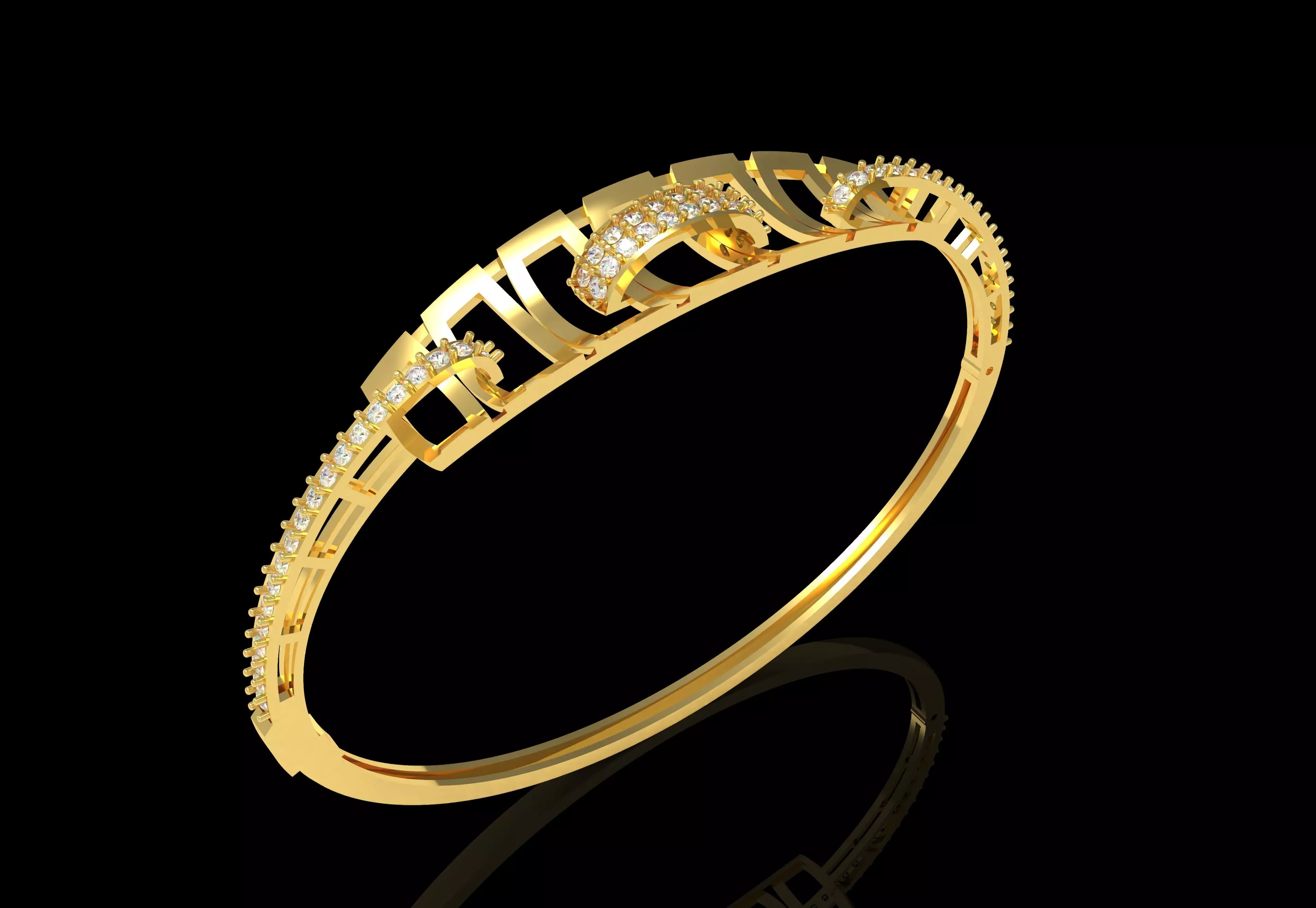 Art Deco Bracelet 06 3D print model_4