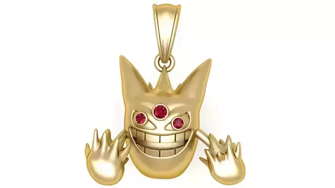 Grinning Monster Gold Pendant