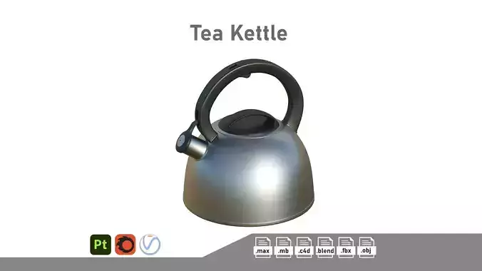 Tea Kettle Low-poly 3D model