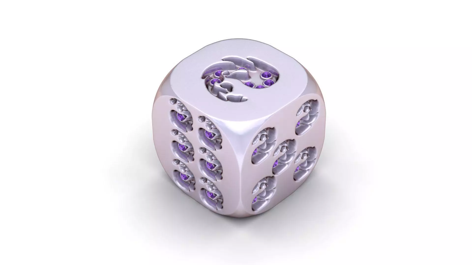Artistic Diamond-Set Dice Pendant 3D print model_1
