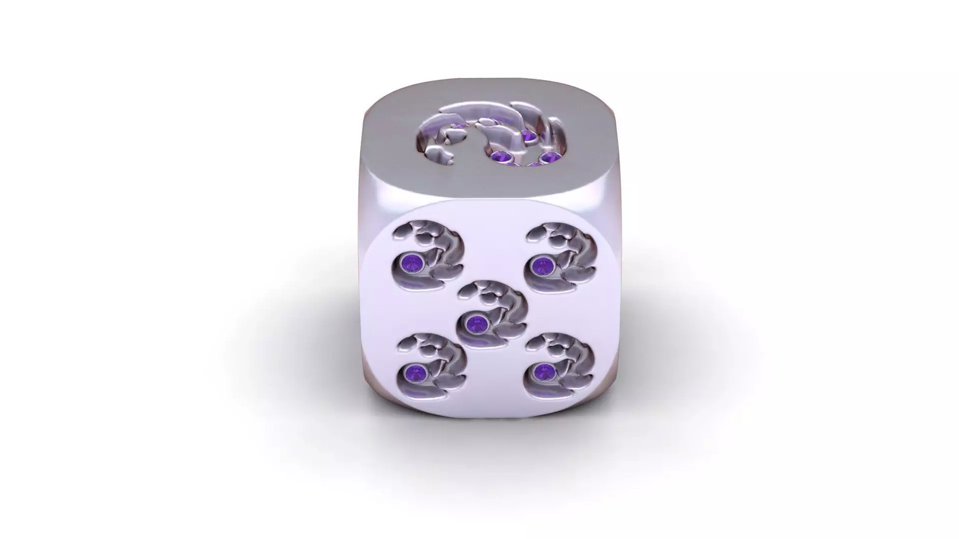 Artistic Diamond-Set Dice Pendant 3D print model_3