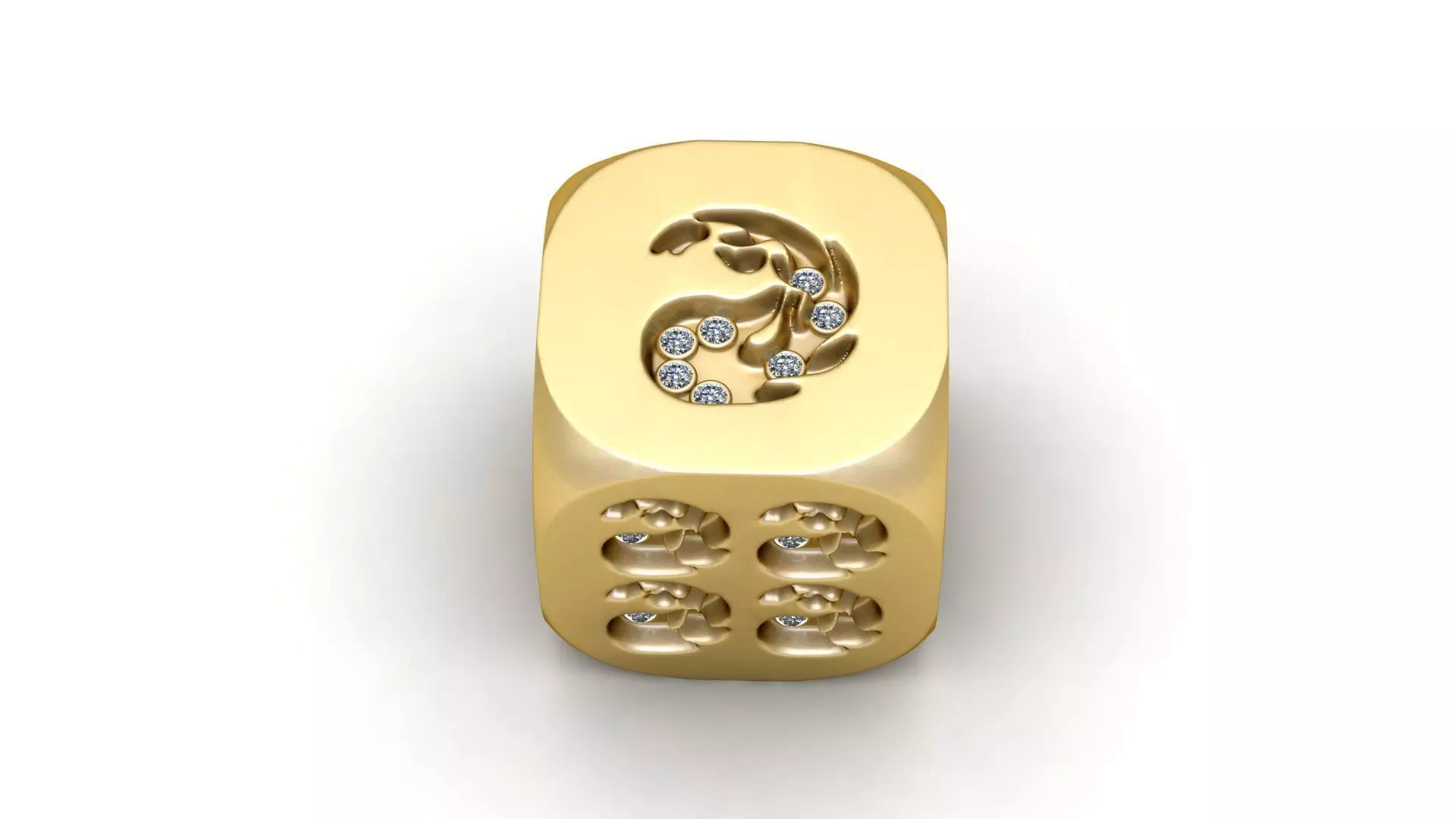 Artistic Diamond-Set Dice Pendant 3D print model_4