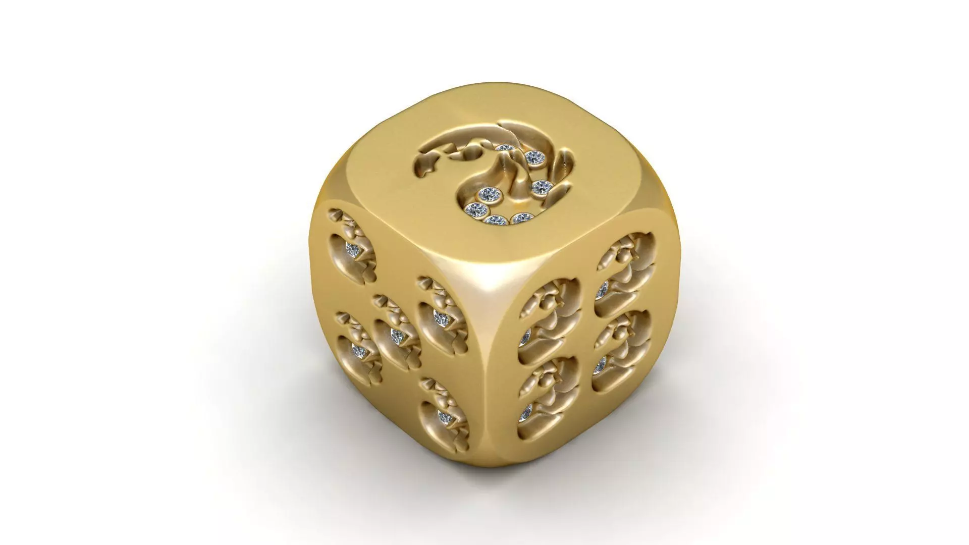 Artistic Diamond-Set Dice Pendant 3D print model_0
