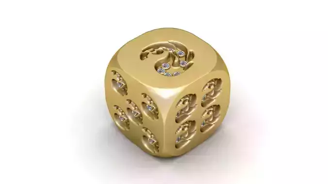 Artistic Diamond-Set Dice Pendant