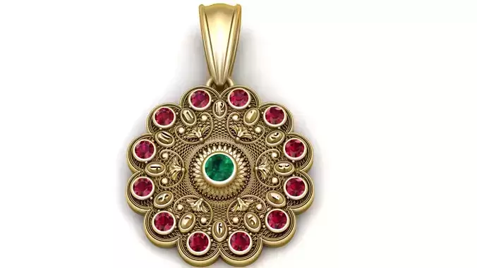 Ornate Floral Clock  Inspired Gold Pendant