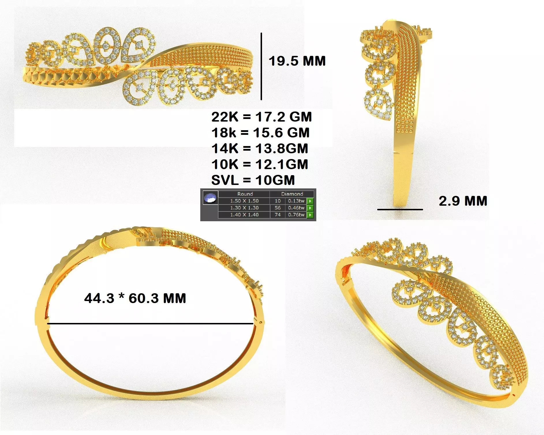 Art Deco Bracelet 14 3D print model_33