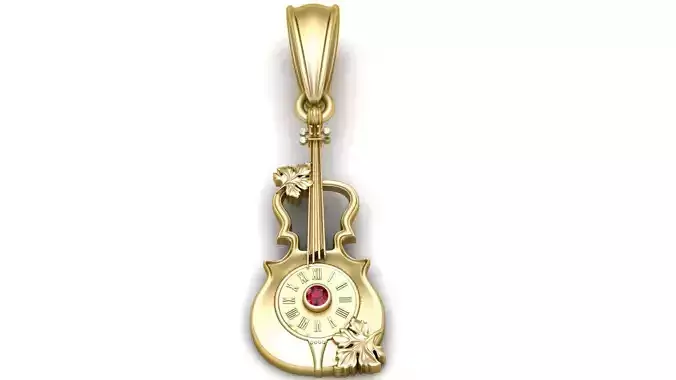 Musical Violin Gold Pendant 