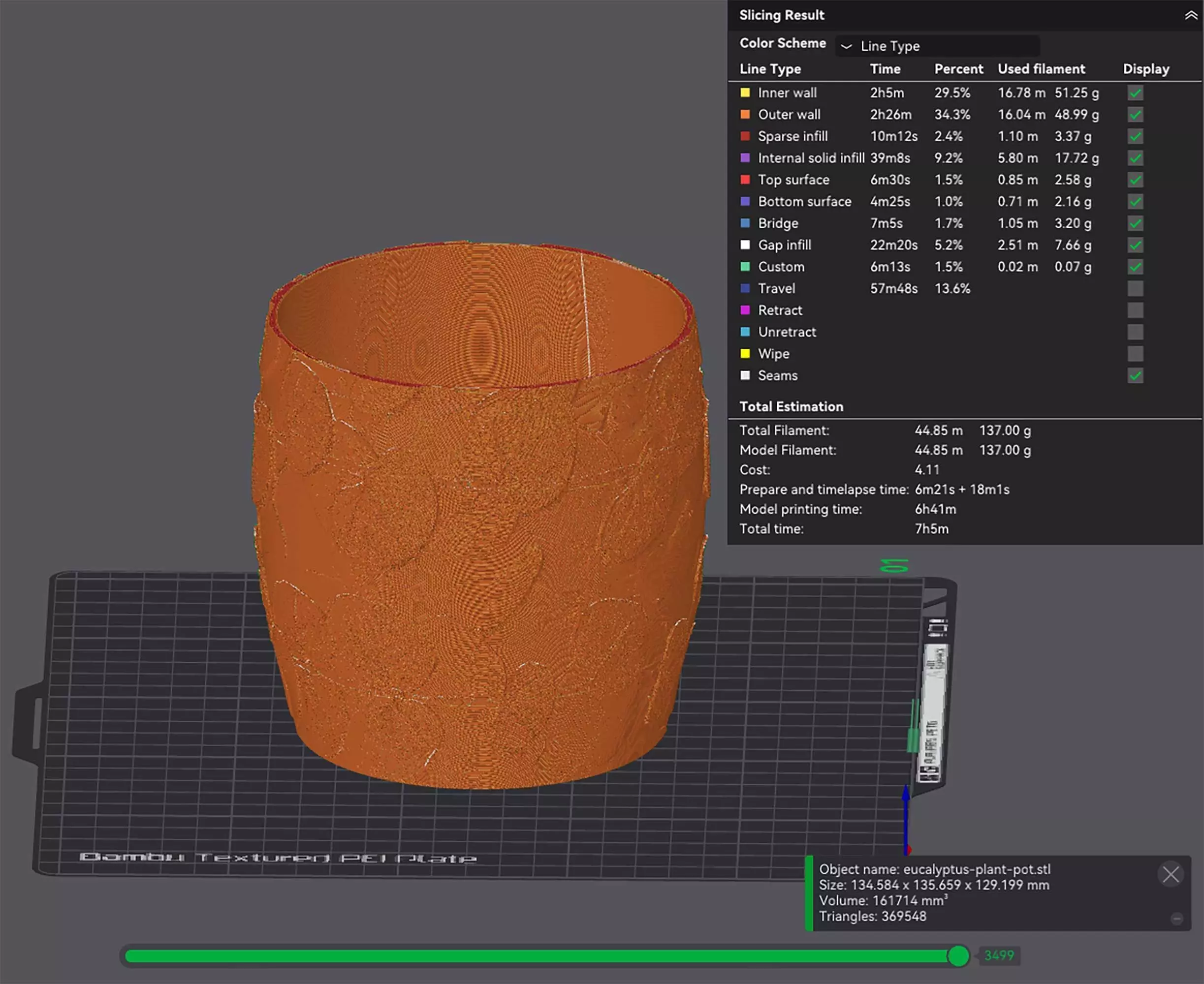 Eucalyptus Plant Pot with Drainage No Supports 3D print model_3