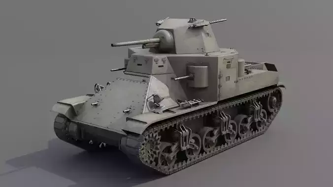 M2 Medium Tank Low-poly 3D model