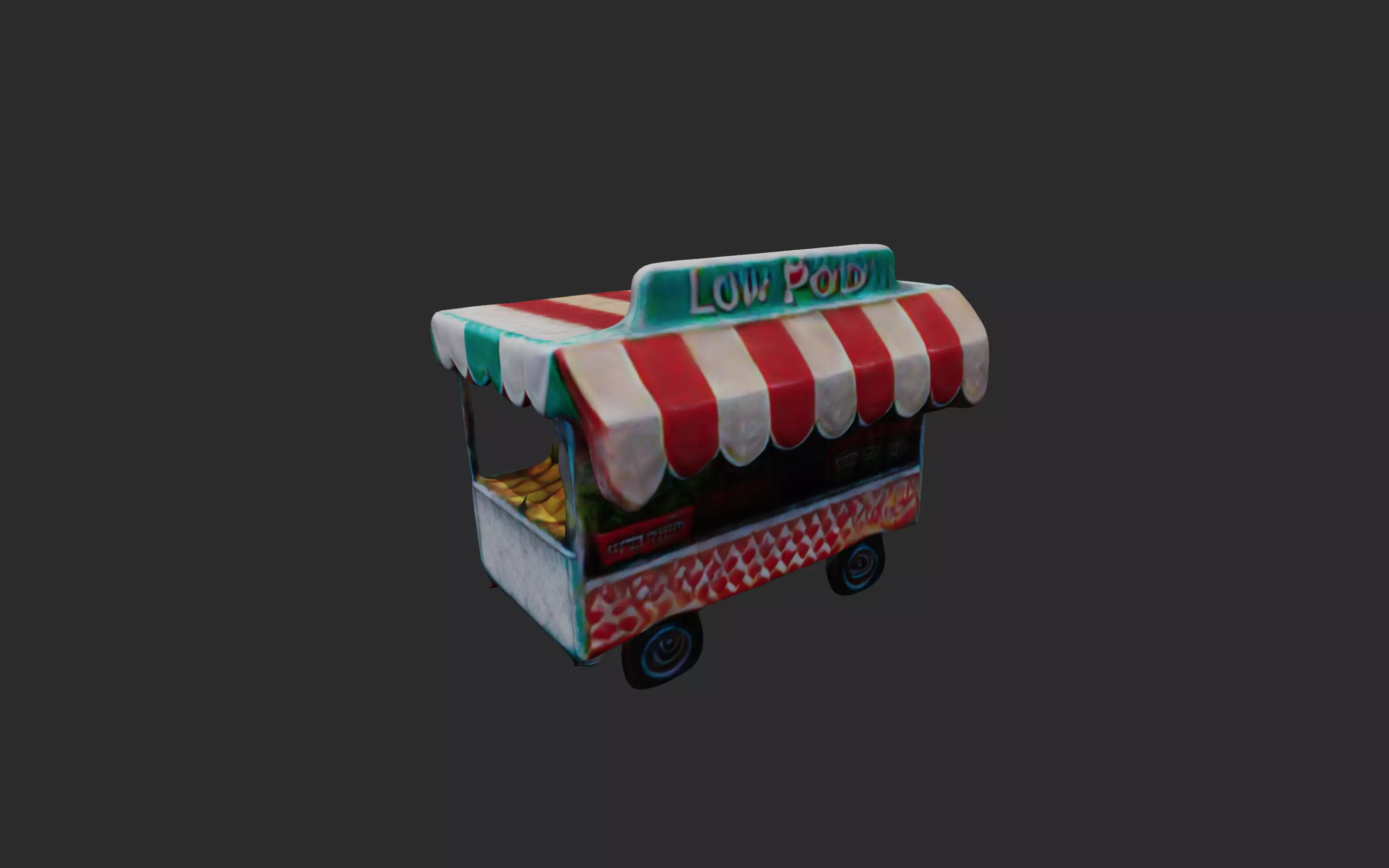 Food Stall low poly 3D model_0