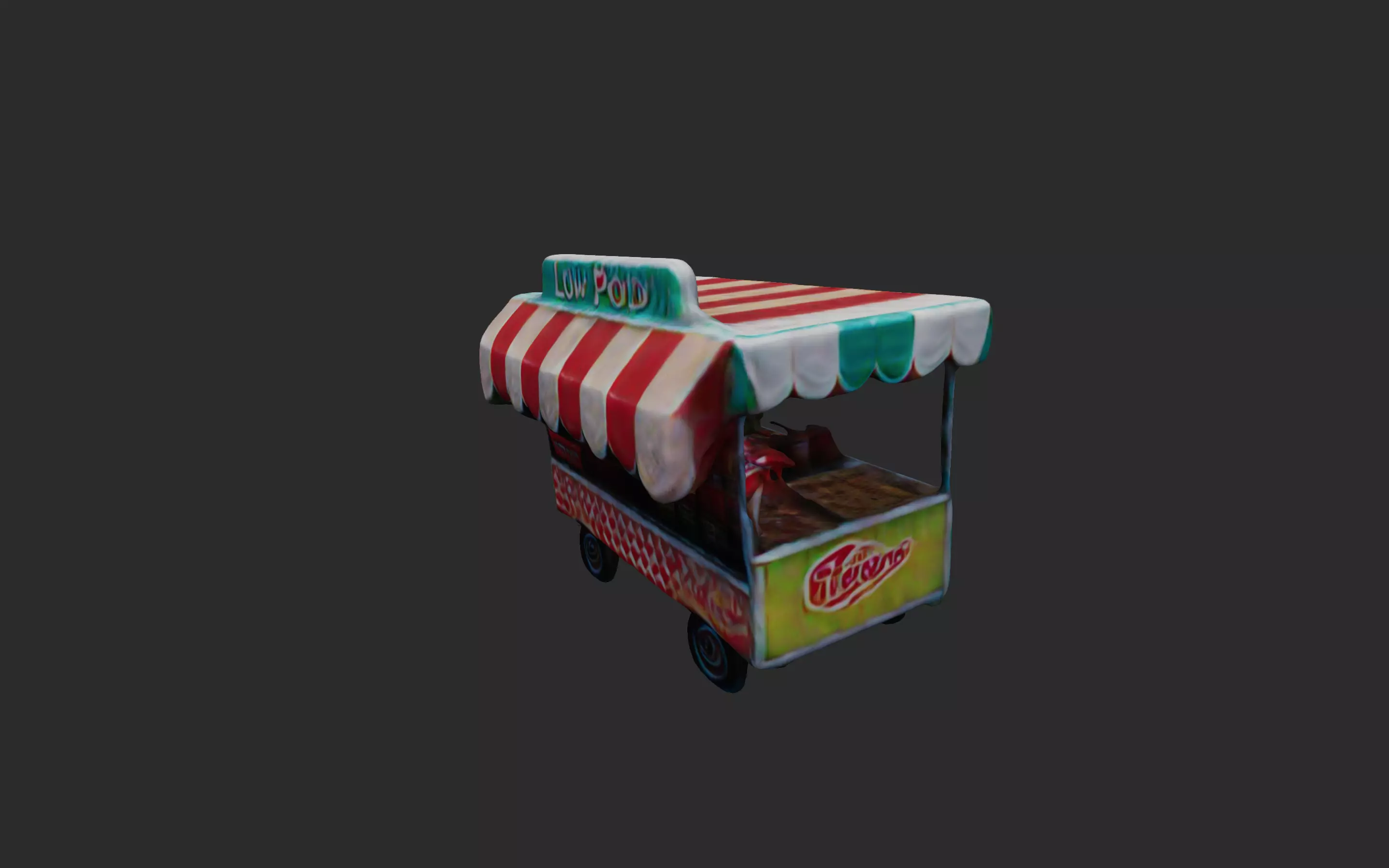 Food Stall low poly 3D model_2