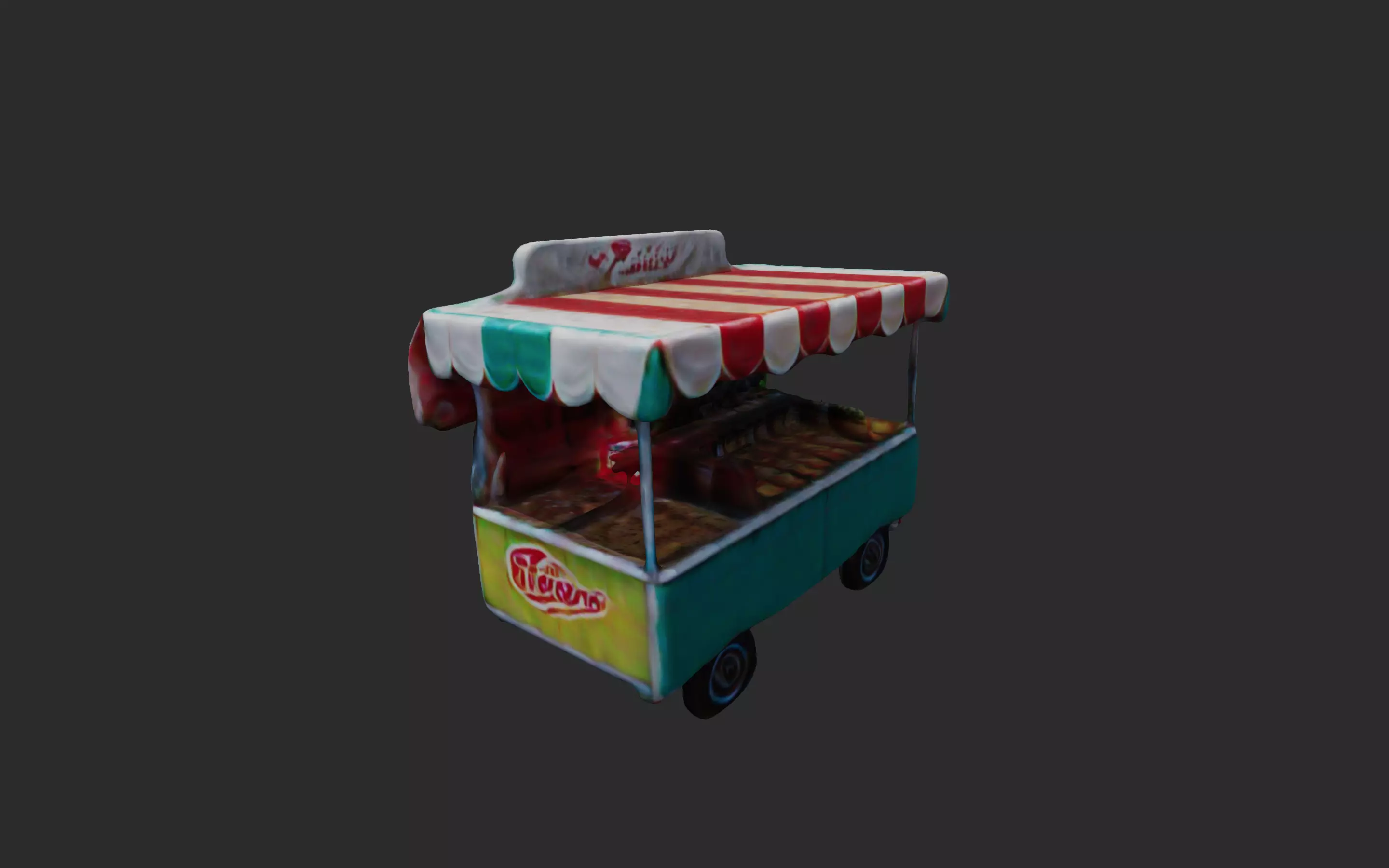 Food Stall low poly 3D model_3
