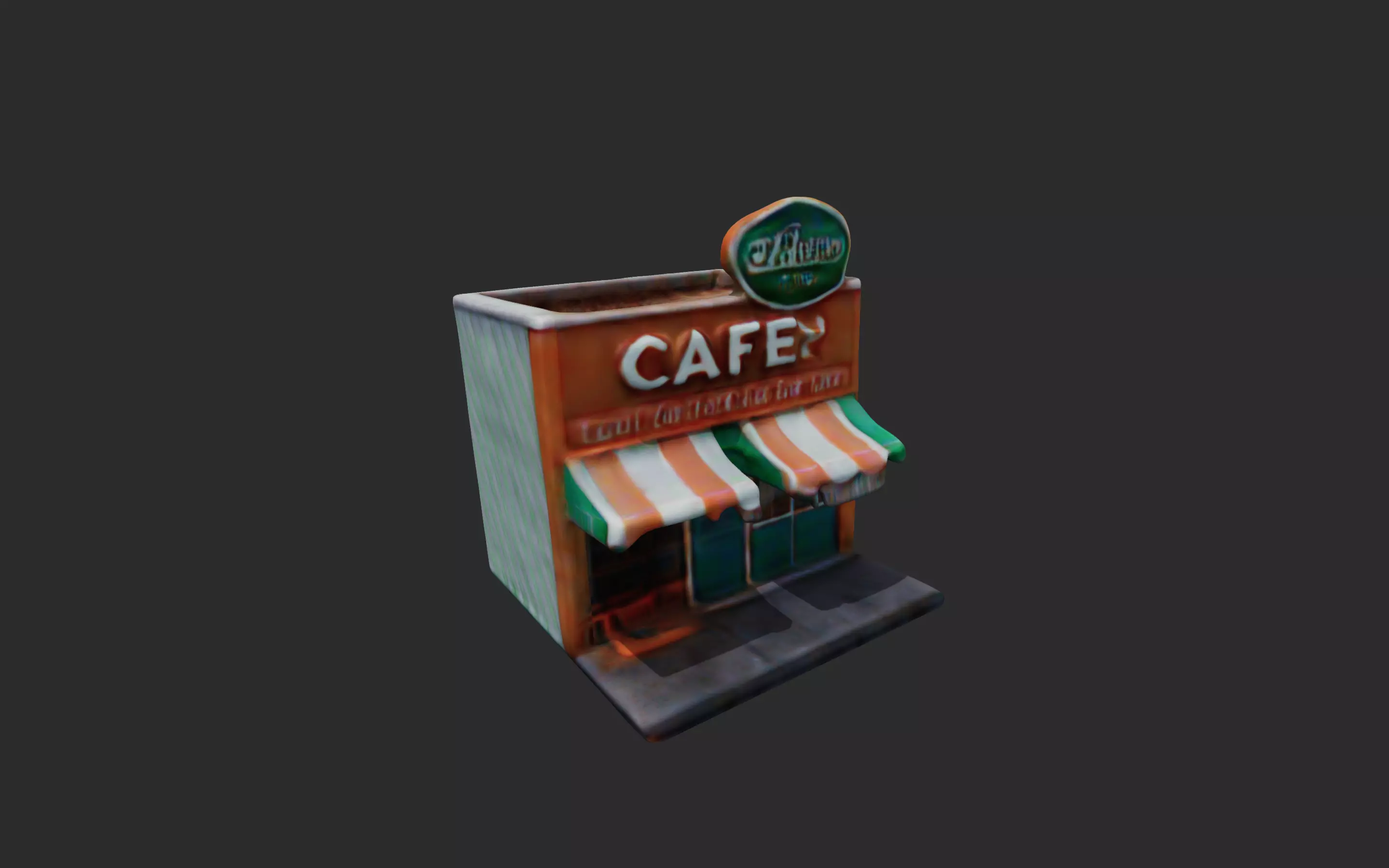 Coffe Building low poly 3D model_0